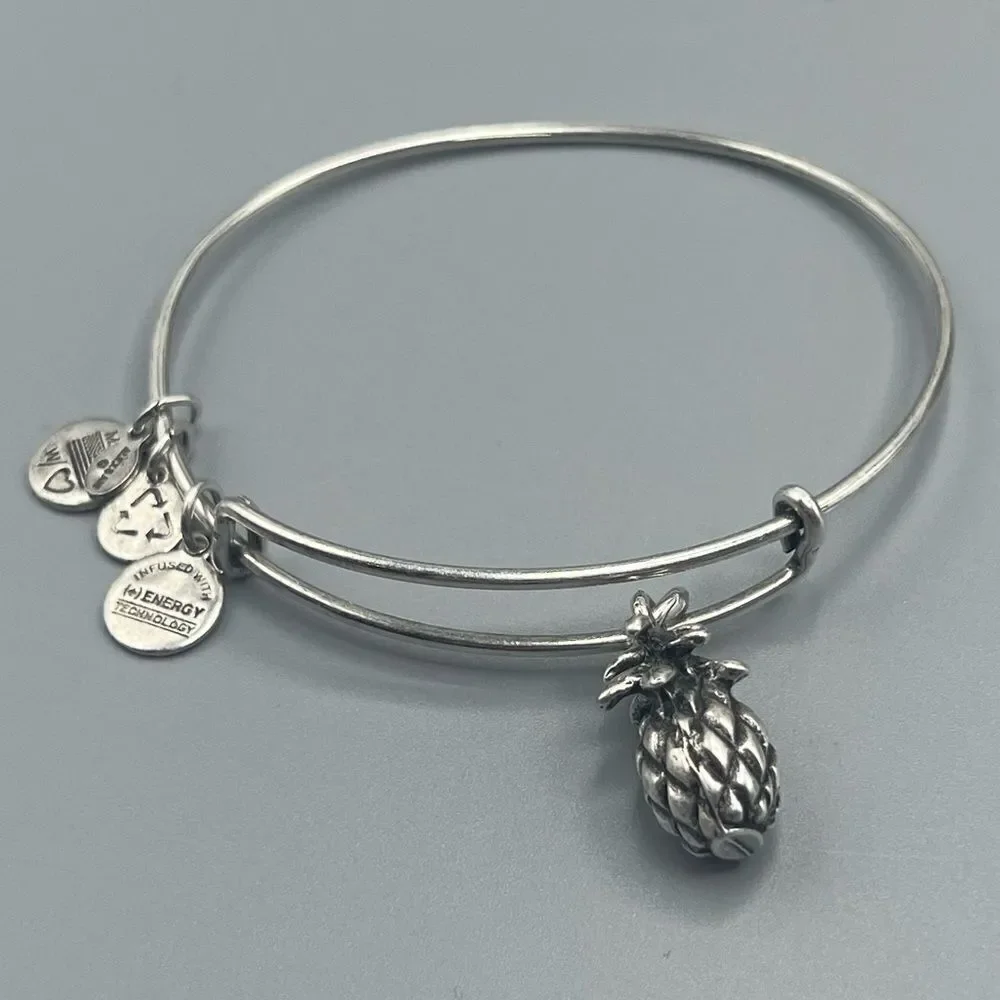 Alex and Ani Pineapple Charm Expandable Wire Bracelet